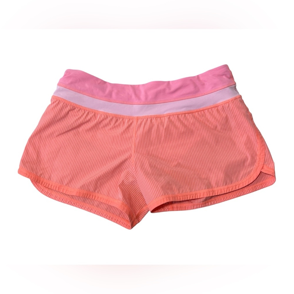 Lululemon Speed Up Shorts Coral & Pink Stripes Running Size 8 colorful - Picture 2 of 5
